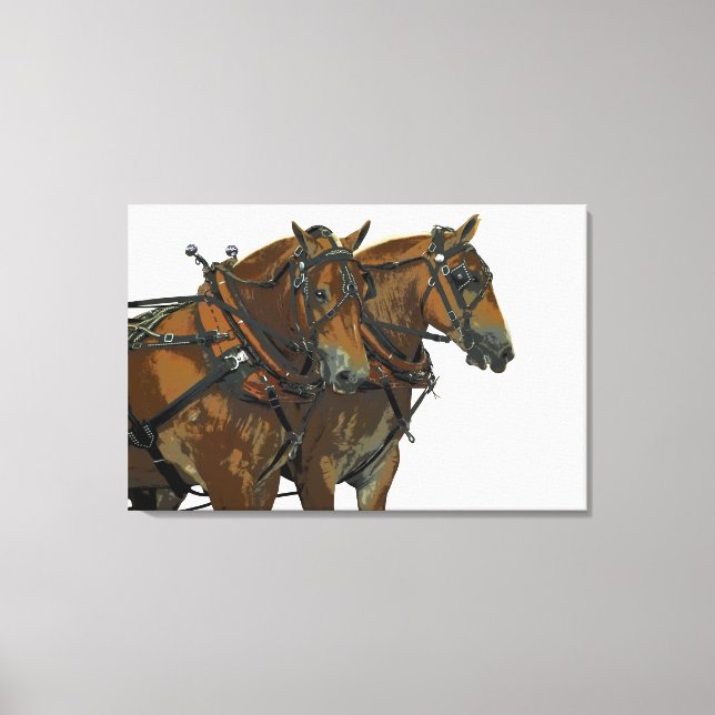 Belgian Horse Draught Team Stretched Canvas Art (Front)