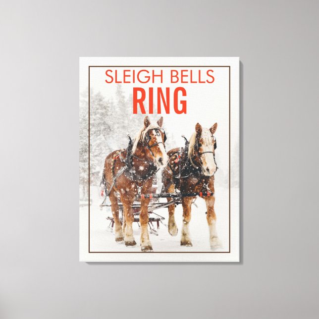 Belgian Horse Team Sleigh Bells Ring Canvas Print (Front)