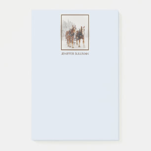 Belgian Horse Team Wintery Christmas Scene Post-it Notes