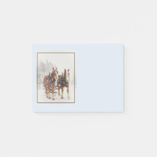 Belgian Horse Team Wintery Christmas Scene Post-it Notes
