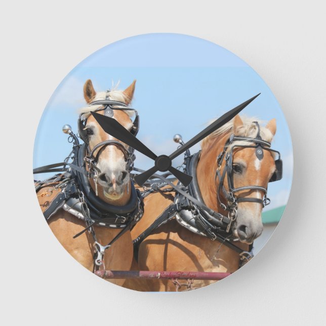 Belgian Horses Round Clock (Front)