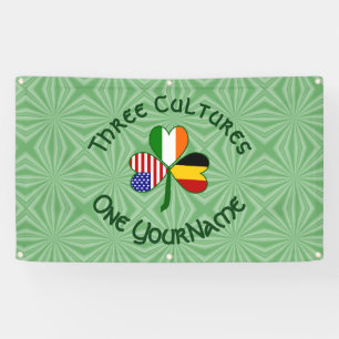 Belgian Irish American Shamrock Flag Personalized Banner