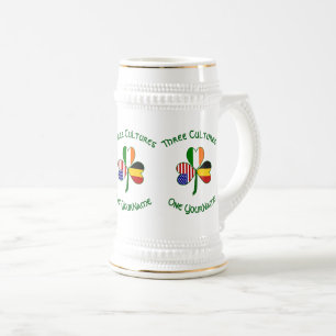 Belgian Irish American Shamrock Flag Personalized  Beer Stein