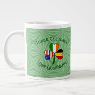 Belgian Irish American Shamrock Flag Personalized Large Coffee Mug