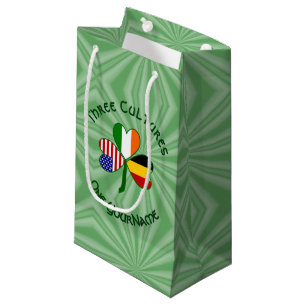 Belgian Irish American Shamrock Flag Personalized  Small Gift Bag