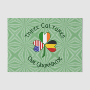 Belgian Irish American Shamrock Flag Personalized  Tissue Paper