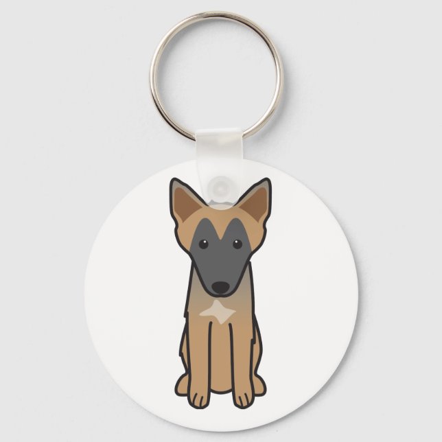 Belgian Malinese Dog Cartoon Keychain (Front)