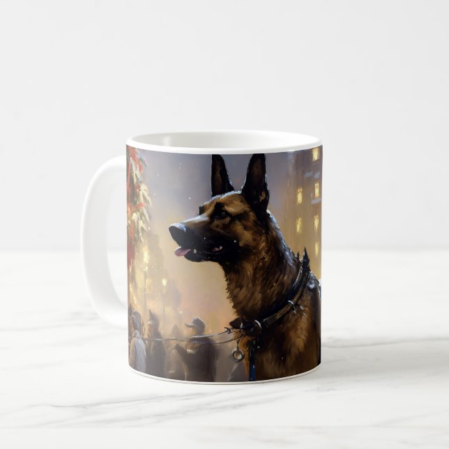 Belgian Malinoi Christmas Festive Season  Coffee Mug (Front Left)