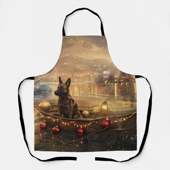 Belgian Malinoi Christmas Festive Voyage Apron (Front)