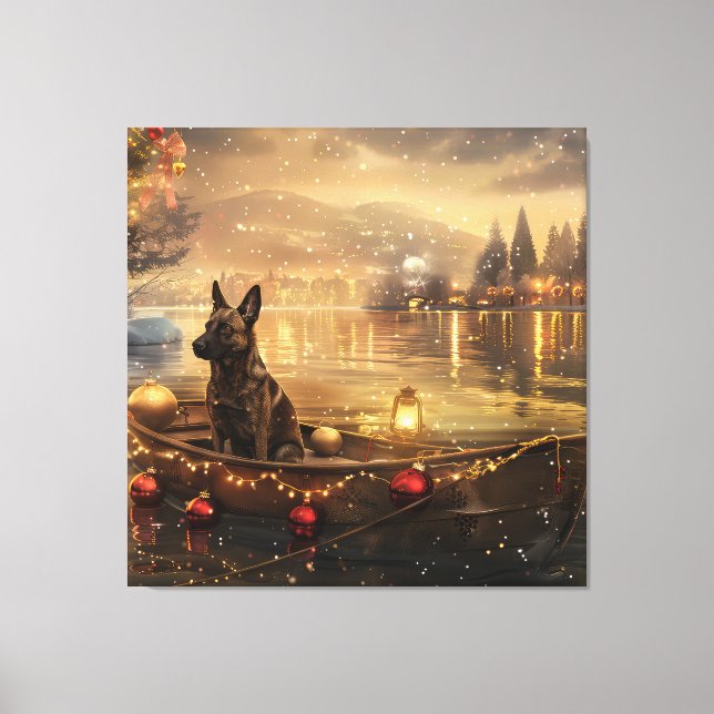 Belgian Malinoi Christmas Festive Voyage Canvas Print (Front)