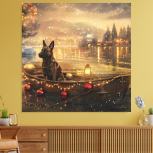 Belgian Malinoi Christmas Festive Voyage Canvas Print