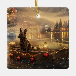 Belgian Malinoi Christmas Festive Voyage Ceramic Ornament