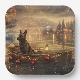 Belgian Malinoi Christmas Festive Voyage Paper Plate