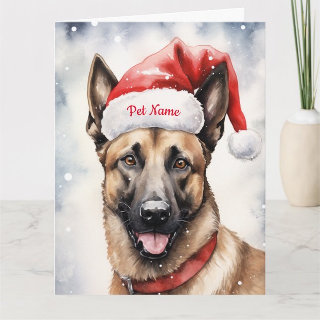 Belgian Malinoi Christmas Personalized  Card (Front)