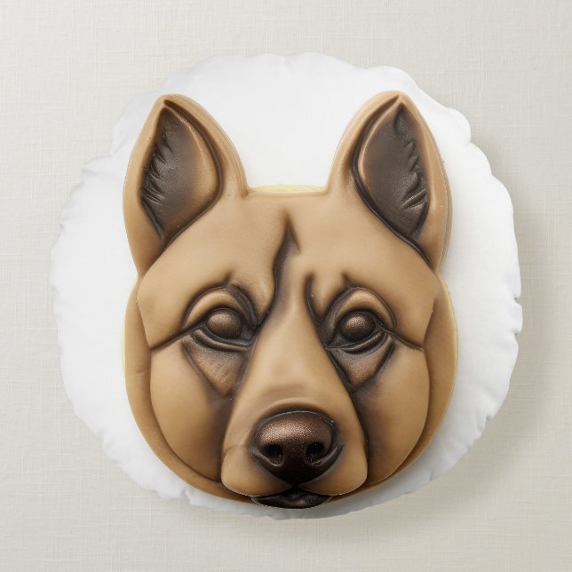 Belgian Malinoi Dog 3D Inspired Round Pillow (Front)