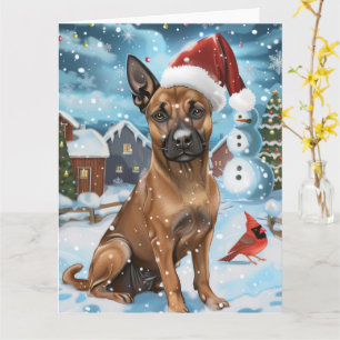 Belgian Malinoi Dog Winter Wonderland Christmas Card