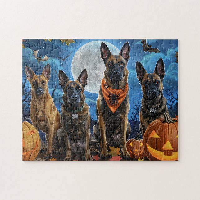 Belgian Malinoi Halloween Spooky Jigsaw Puzzle (Horizontal)