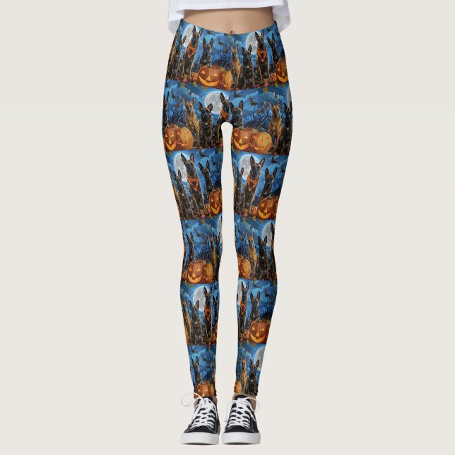 Belgian Malinoi Halloween Spooky Leggings (Front)