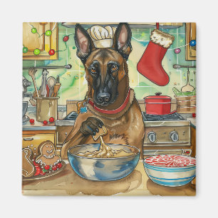 Belgian Malinoi Holiday Baking: Festive Christmas Magnet