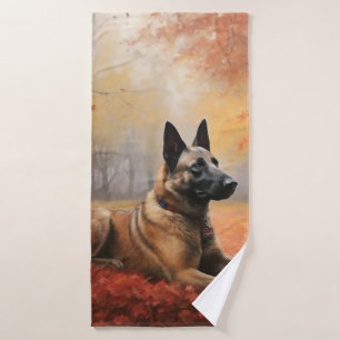 Belgian Malinoi in Autumn Leaves Fall Inspire Bath Towel Set