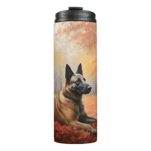 Belgian Malinoi in Autumn Leaves Fall Inspire Thermal Tumbler