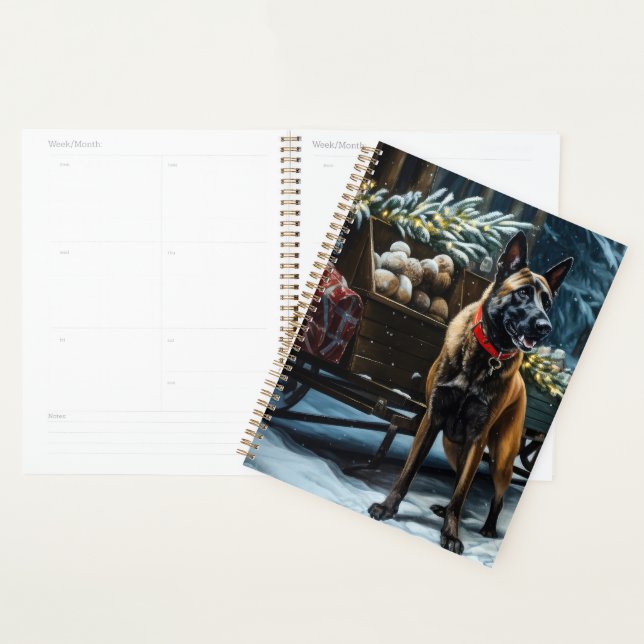 Belgian Malinoi Snowy Sleigh Christmas Decor Planner (Display)