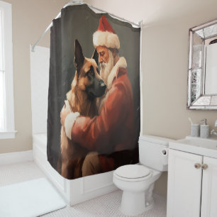 Belgian Malinoi With Santa Claus Festive Christmas