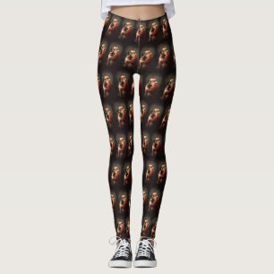 Belgian Malinoi With Santa Claus Festive Christmas Leggings