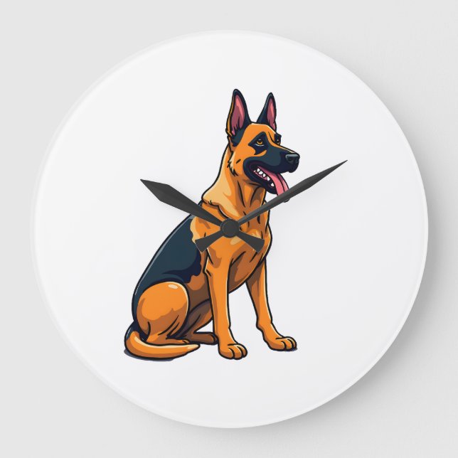 Belgian Malinois (1) Large Clock (Front)