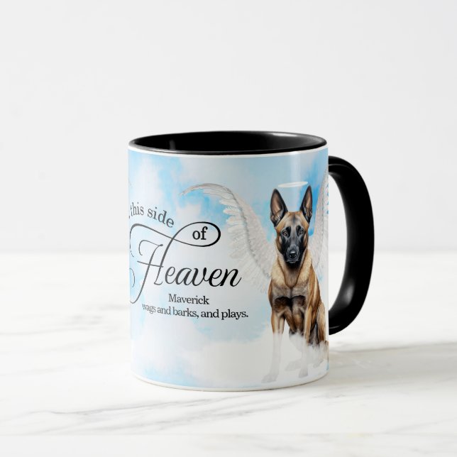 Belgian Malinois Angel Personalized Pet Memorial Mug (Front Right)