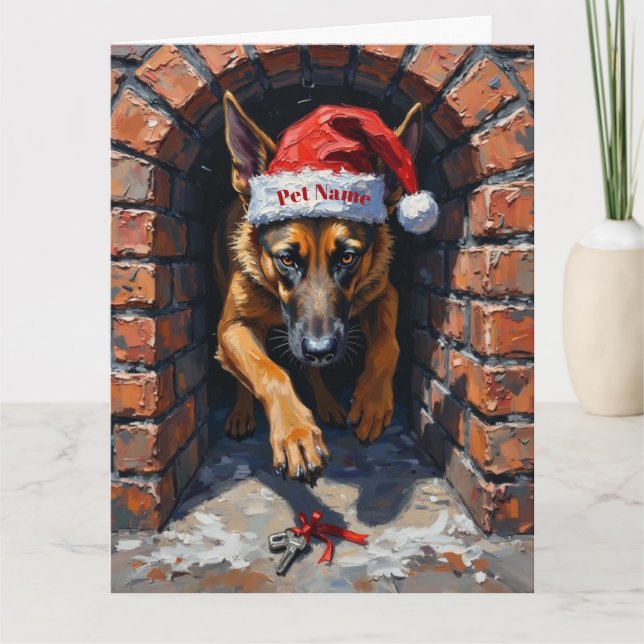 Belgian Malinois Chimney Retrieval Mission Hat Card (Front)