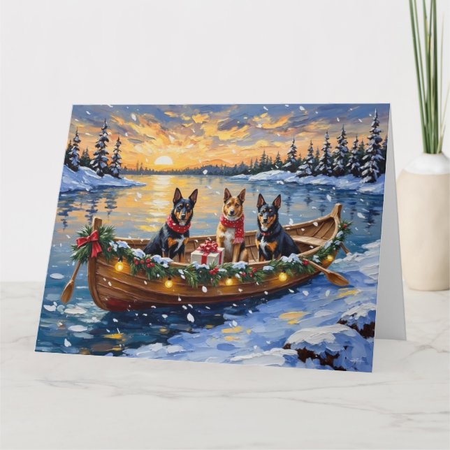 Belgian Malinois Christmas Boat Holiday Card (Front)