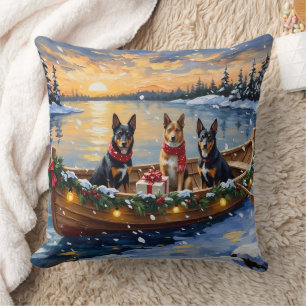 Belgian Malinois Christmas Boat Holiday Throw Pillow