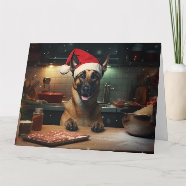 Belgian Malinois Christmas Cookies Festive Holiday Card (Front)