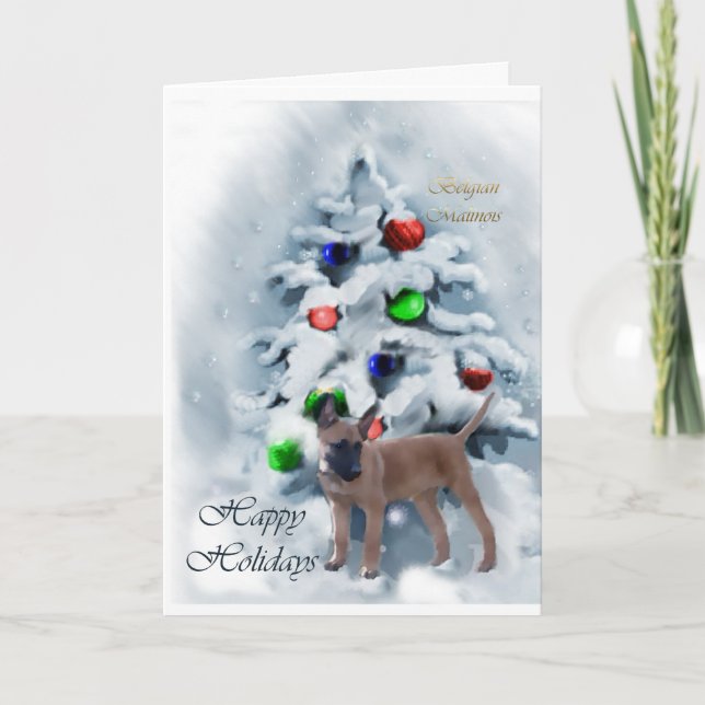 Belgian Malinois Christmas Gifts Holiday Card (Front)