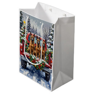 Belgian Malinois Christmas Red Truck Holiday Medium Gift Bag