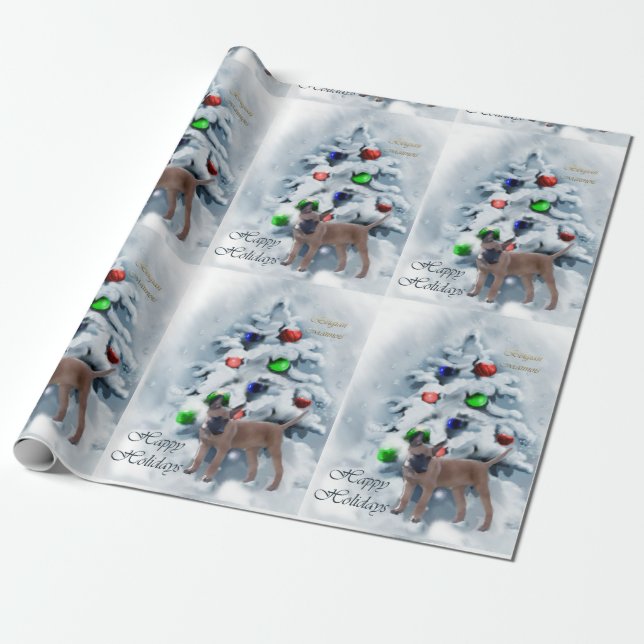 Belgian Malinois Christmas Wrapping Paper (Unrolled)