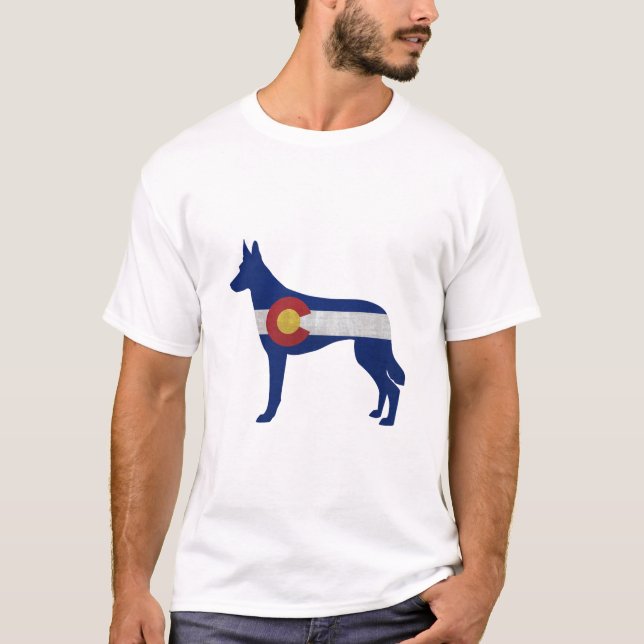 Belgian Malinois Colorado Flag Silhouette T-Shirt (Front)