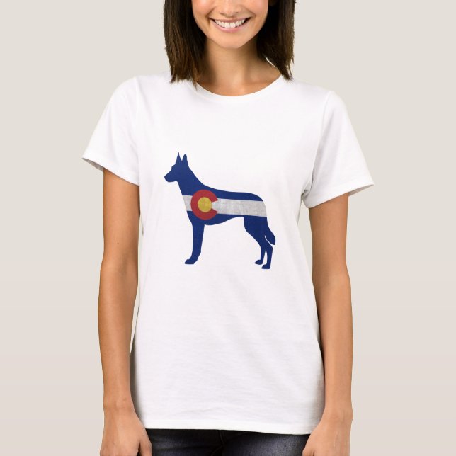Belgian Malinois Colorado Flag Silhouette T-Shirt (Front)