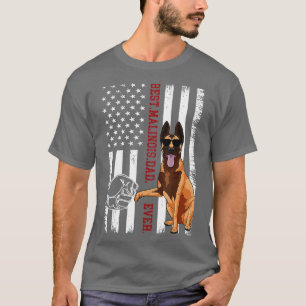 Belgian Malinois Dad Dog American Flag for Men T-Shirt