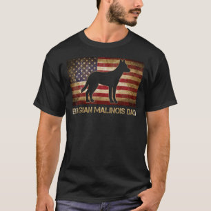 Belgian Malinois Dad Vintage American Flag Patriot T-Shirt