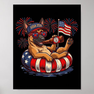 Belgian Malinois Dog 250th Aamerica Patriotic Usa Poster