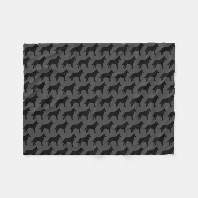 Belgian Malinois Dog Breed Silhouettes Pattern Fleece Blanket (Front (Horizontal))