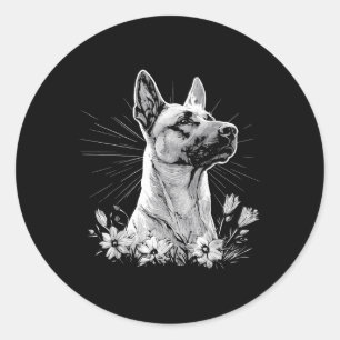 Belgian Malinois Dog Lover Retro Style Tattoo Classic Round Sticker