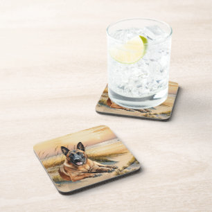Belgian Malinois Dog Lover Sandy Beach Coaster