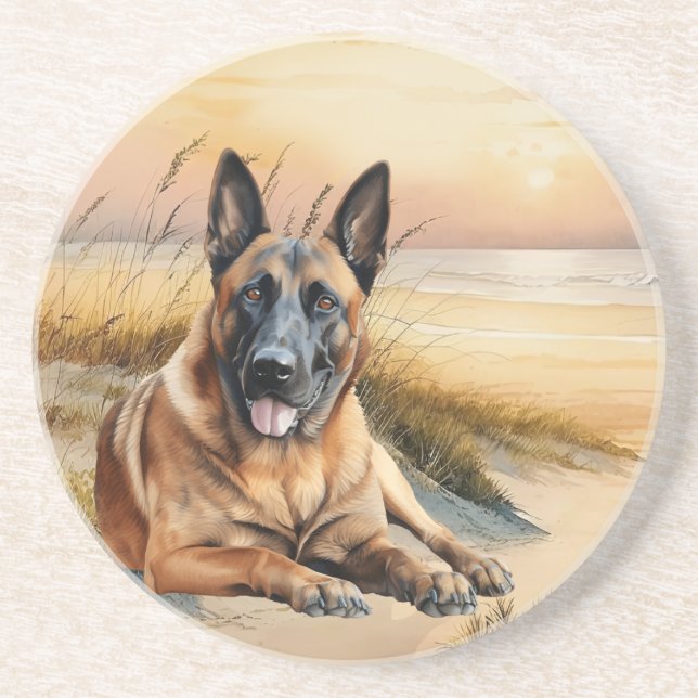 Belgian Malinois Dog Lover Sandy Beach Coaster (Front)