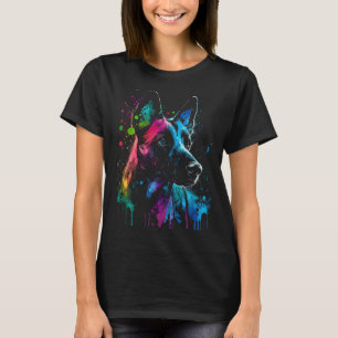 Belgian Malinois Dog Painting Watercolor Paint Col T-Shirt