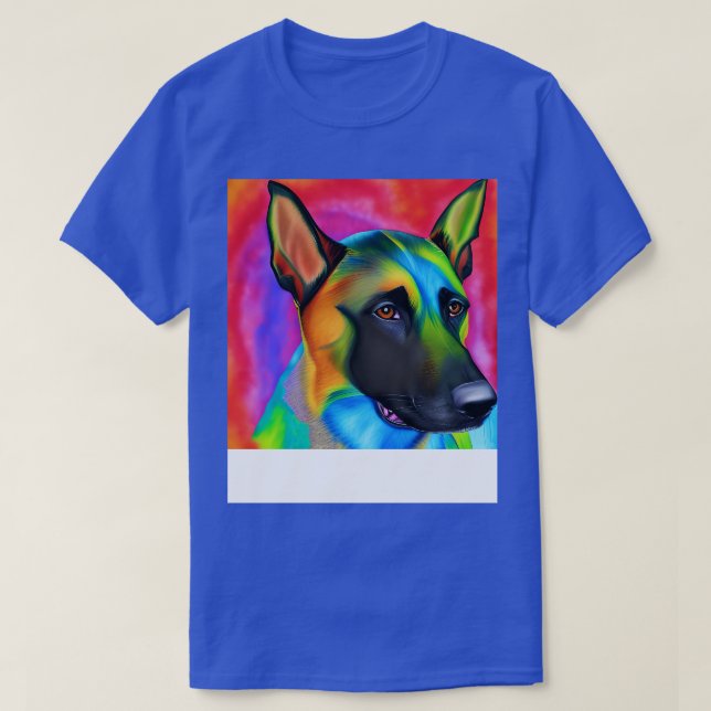 Belgian Malinois Dog Rainbow Painting T-Shirt (Design Front)