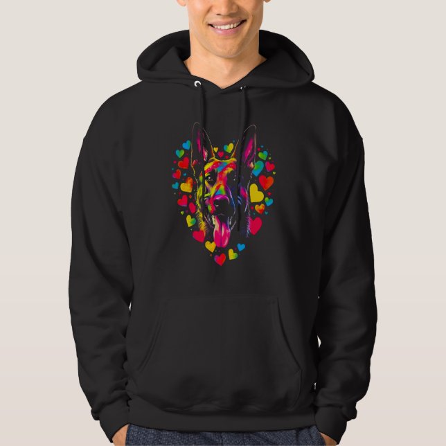 Belgian Malinois Dog Red Heart Hoodie (Front)