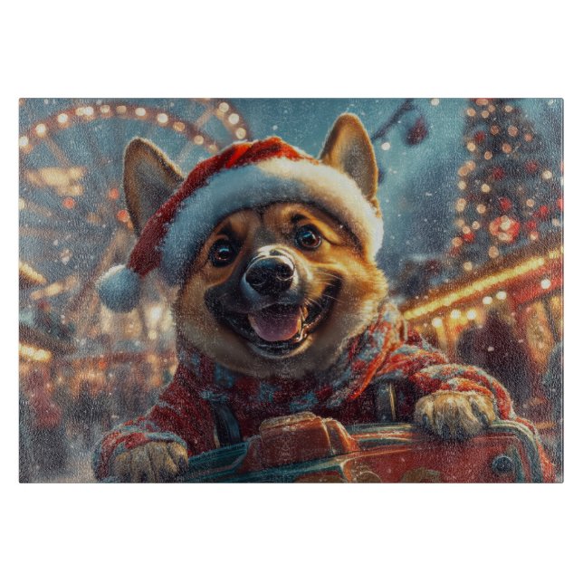Belgian Malinois Dog Roller Coaster Christmas  Cutting Board (Front)